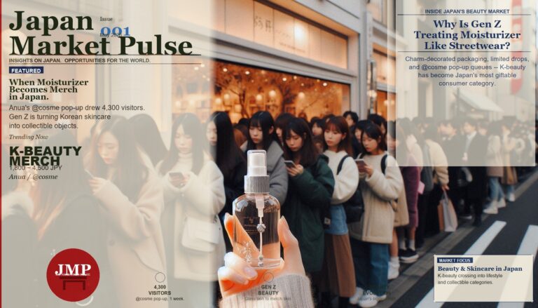K-beauty skincare products as collectible merch at Tokyo pop-up store