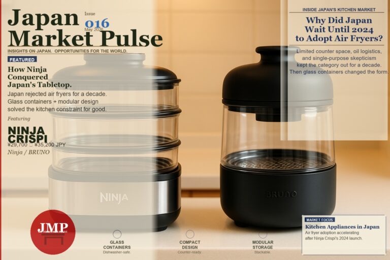 Ninja Crispi and BRUNO Glass Air Fryer on a modern Japanese kitchen counter — Japan Market Pulse Issue 016