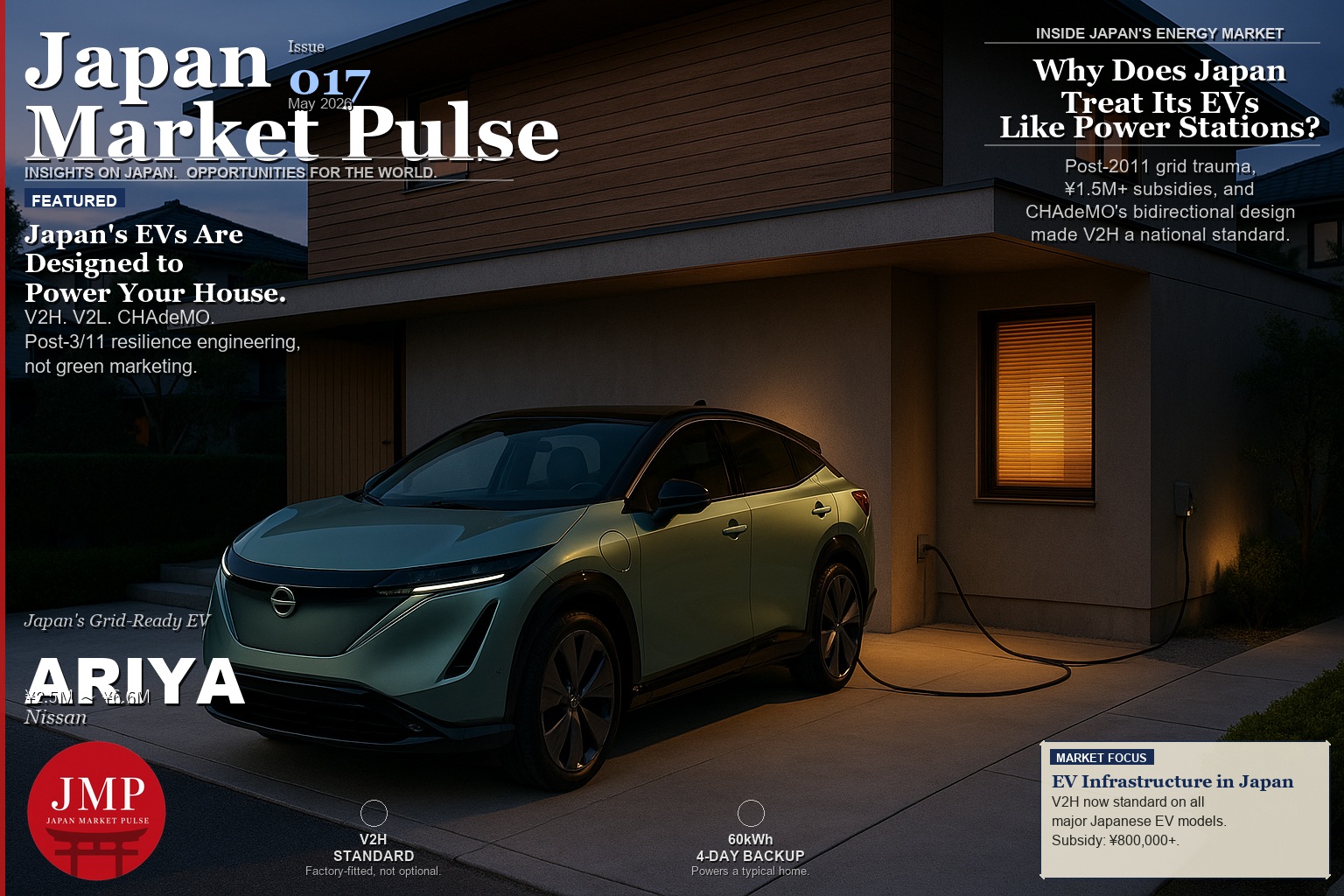 Nissan ARIYA connected to Japanese home via V2H bidirectional power system