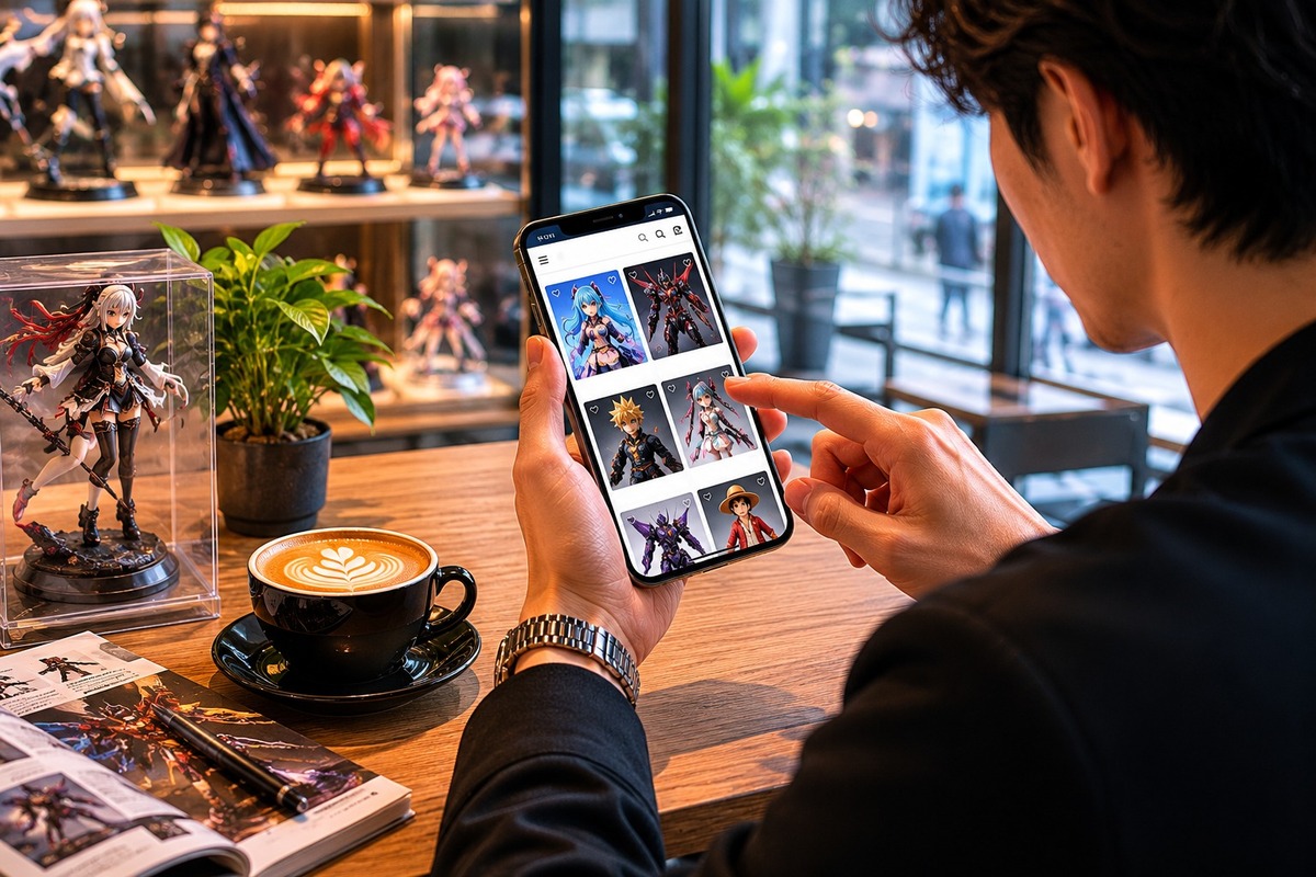 Smartphone showing Japanese collector goods on Chinese social commerce platform