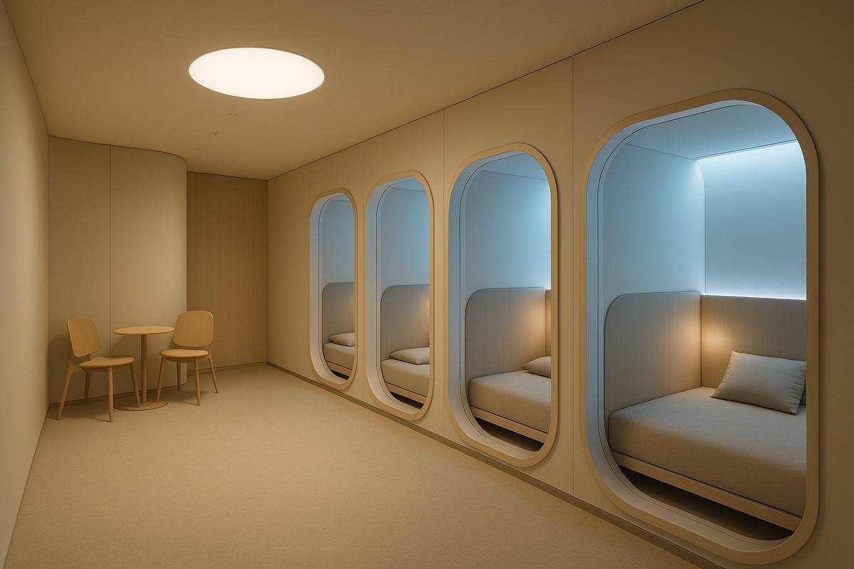 Corporate nap room with sleep pods in Tokyo office