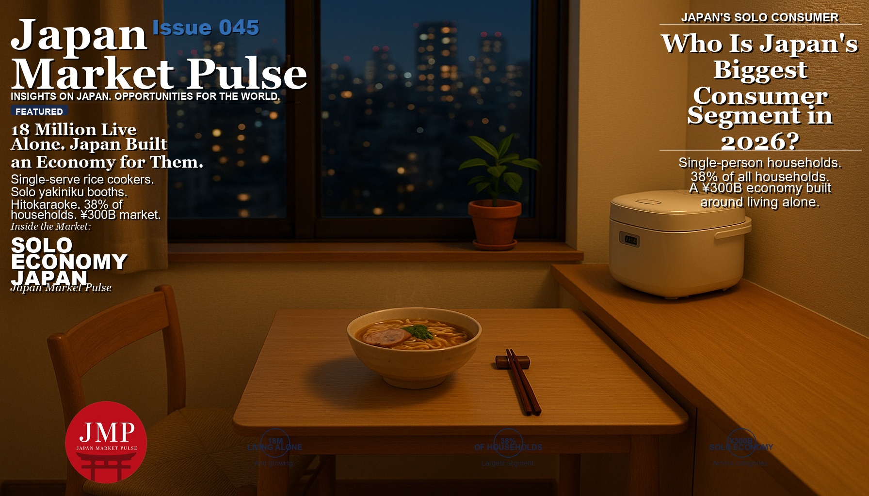 Japan solo economy 2026 — 18 million living alone, $300B consumer shift, hitorigurashi culture
